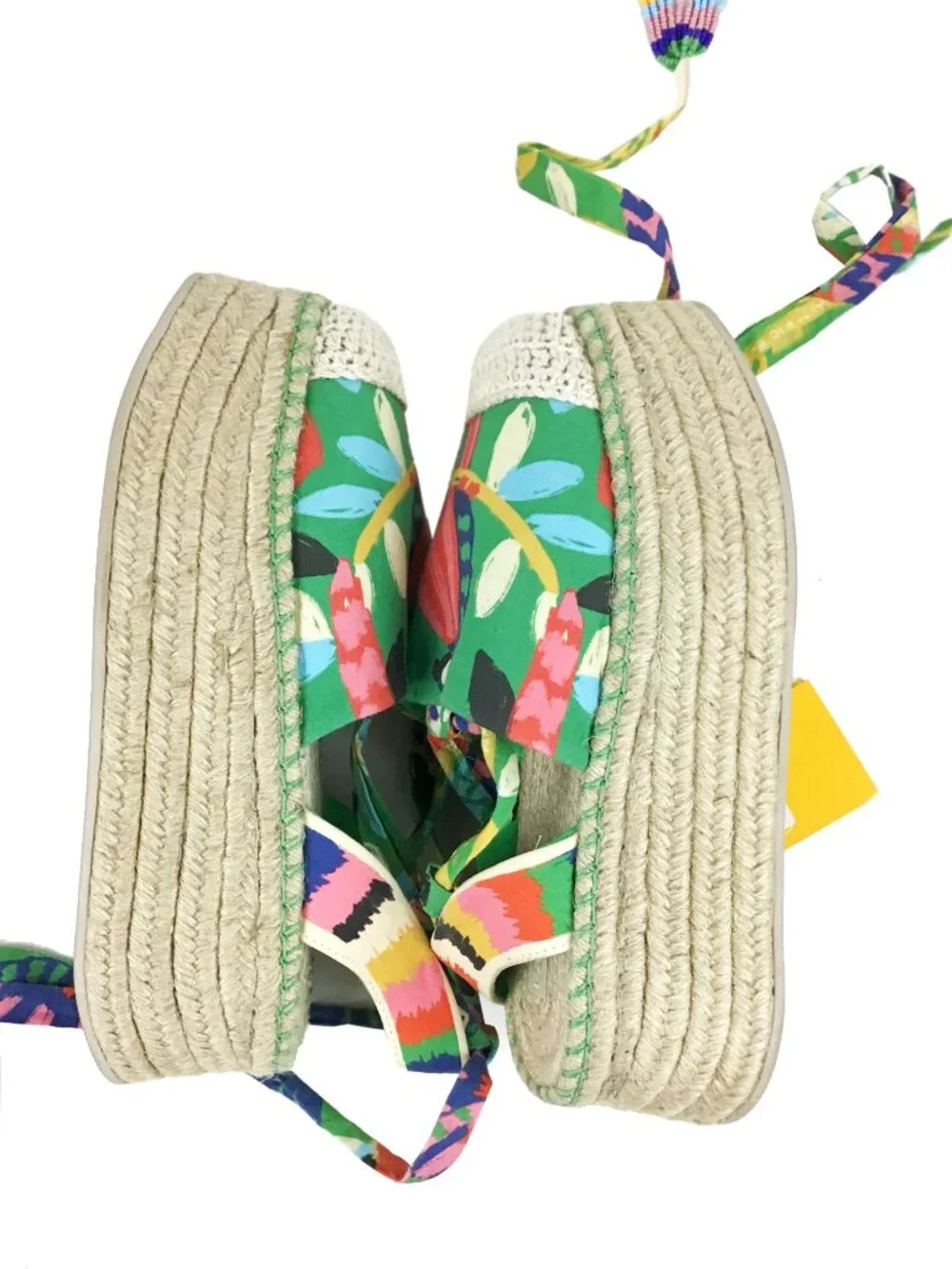 FARM RIO Green Forest Birds Espadrille Platform Sandals
